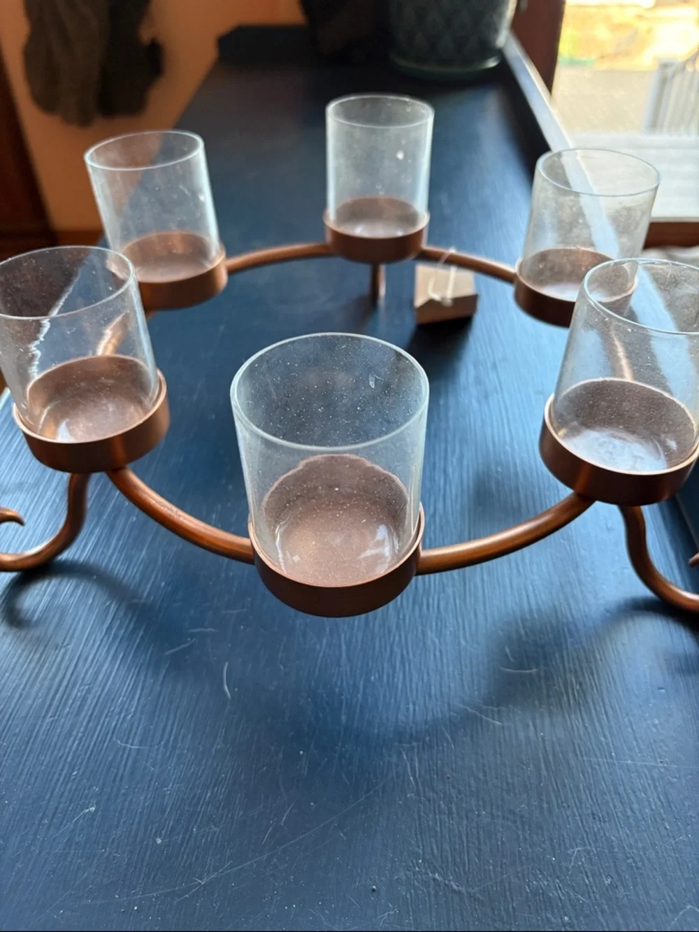 Smith & Hawken Copper Candle Holder with Glass Cups